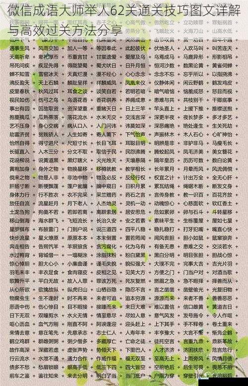 微信成语大师举人62关通关技巧图文详解与高效过关方法分享