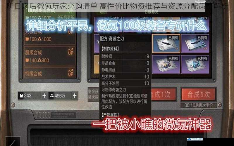 明日之后微氪玩家必购清单 高性价比物资推荐与资源分配策略解析