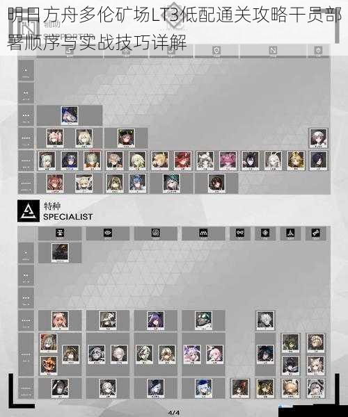 明日方舟多伦矿场LT3低配通关攻略干员部署顺序与实战技巧详解