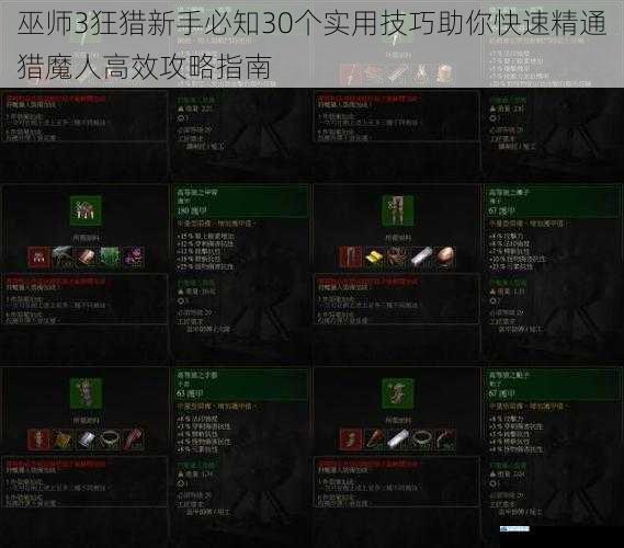 巫师3狂猎新手必知30个实用技巧助你快速精通猎魔人高效攻略指南
