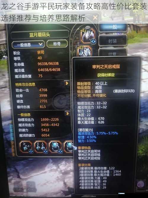 龙之谷手游平民玩家装备攻略高性价比套装选择推荐与培养思路解析