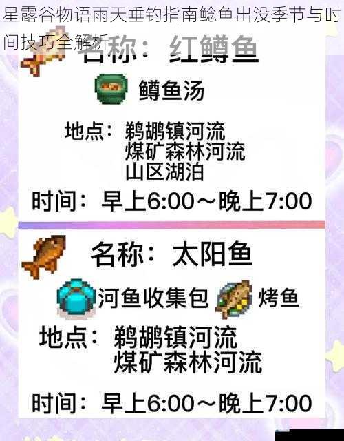 星露谷物语雨天垂钓指南鲶鱼出没季节与时间技巧全解析