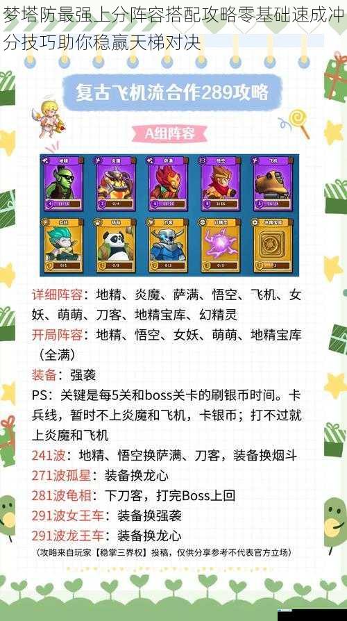 梦塔防最强上分阵容搭配攻略零基础速成冲分技巧助你稳赢天梯对决